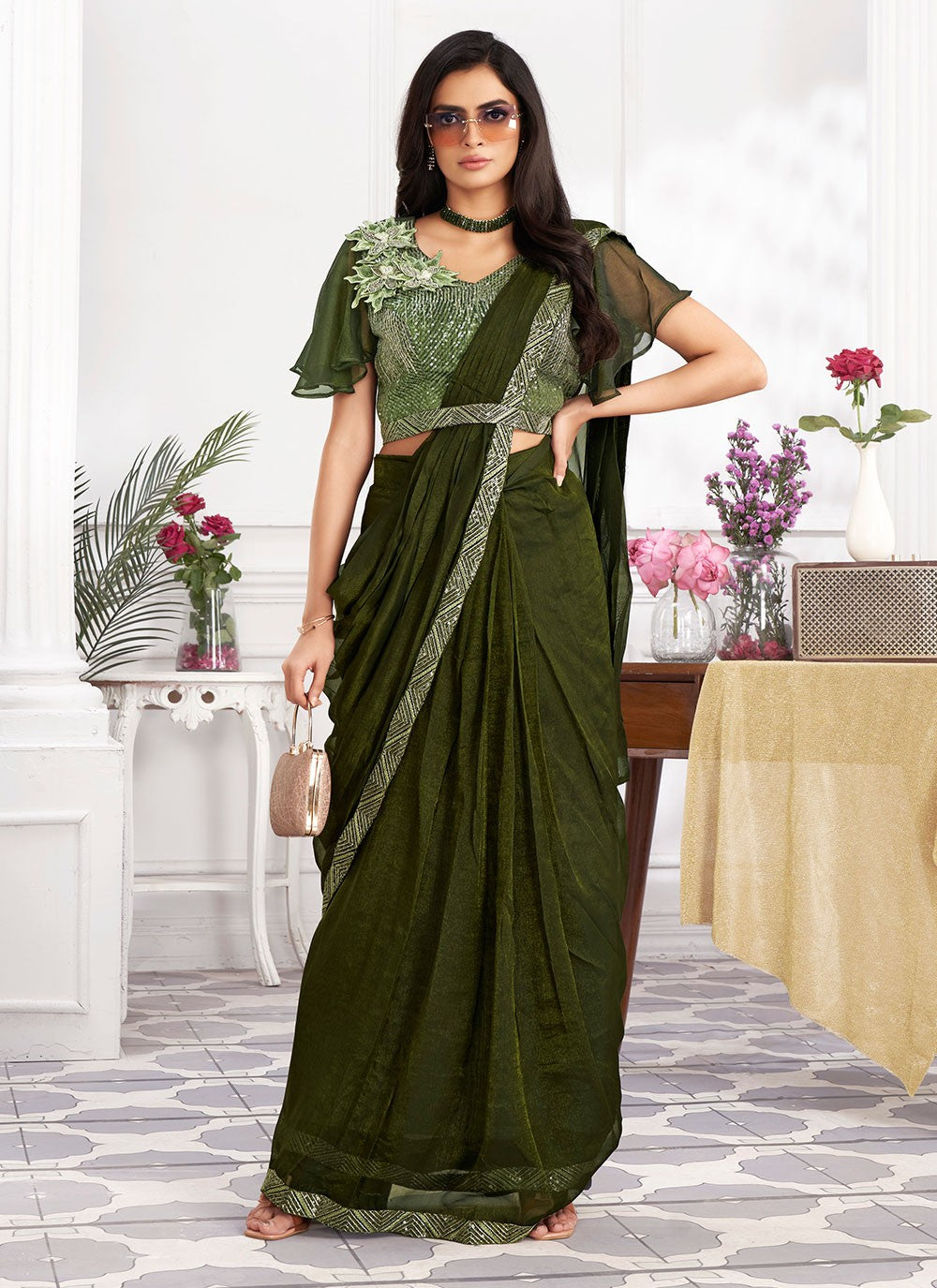 Classic Embroidered Georgette Saree - S6628