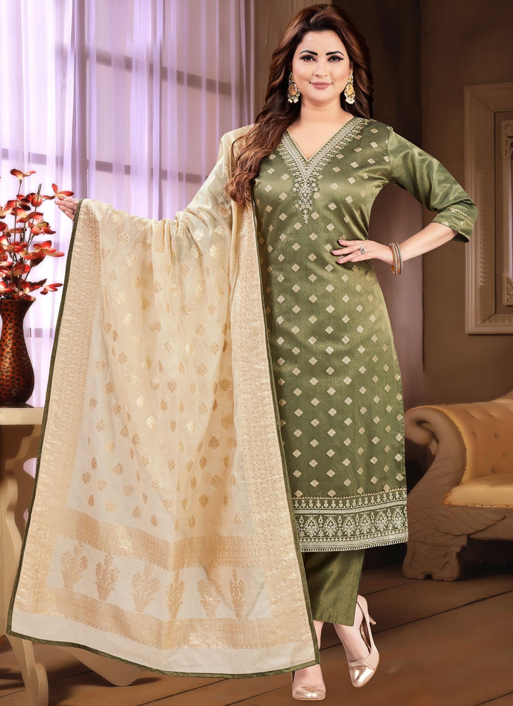 Silk Salwar Suit - T4116