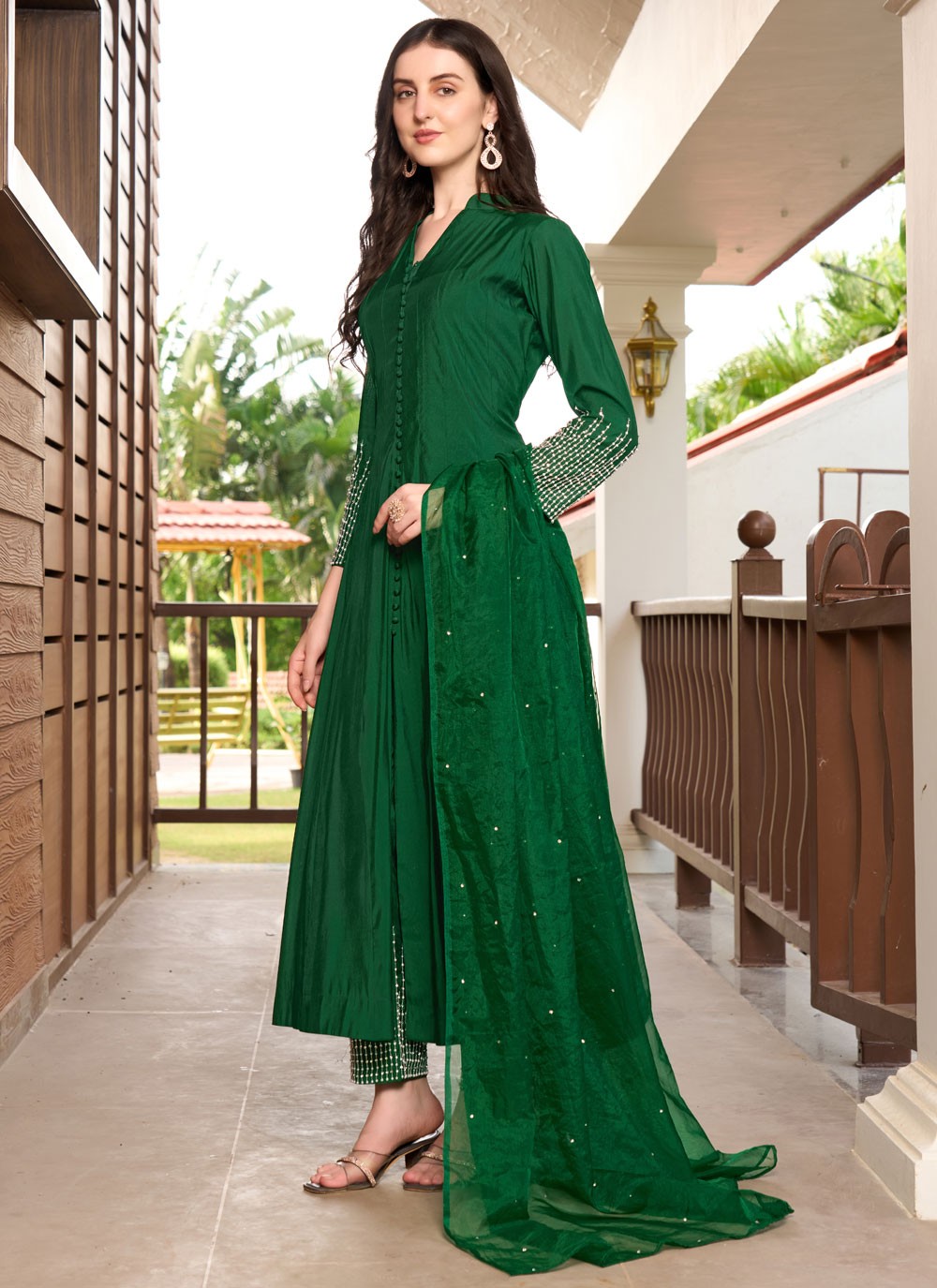 Embroidered Art Silk Salwar Suit - T4415