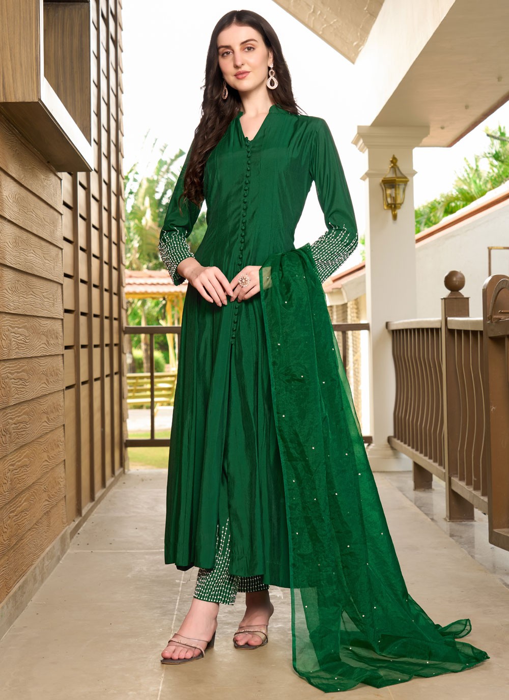 Embroidered Art Silk Salwar Suit - T4415