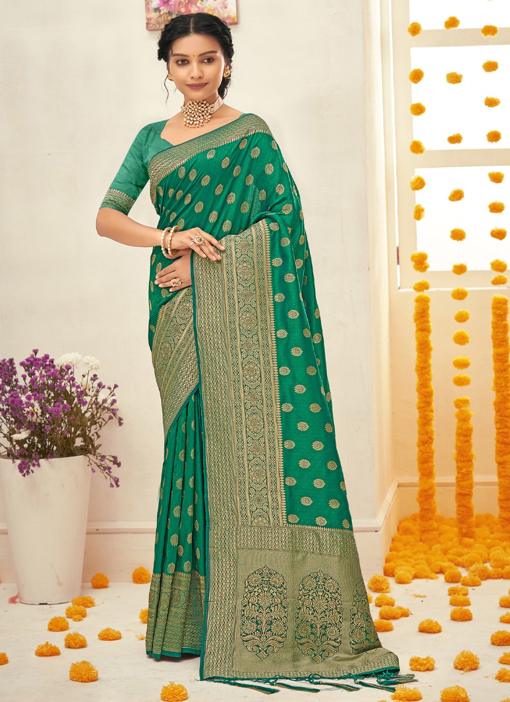 Trendy Embroidered Silk Saree - S2002