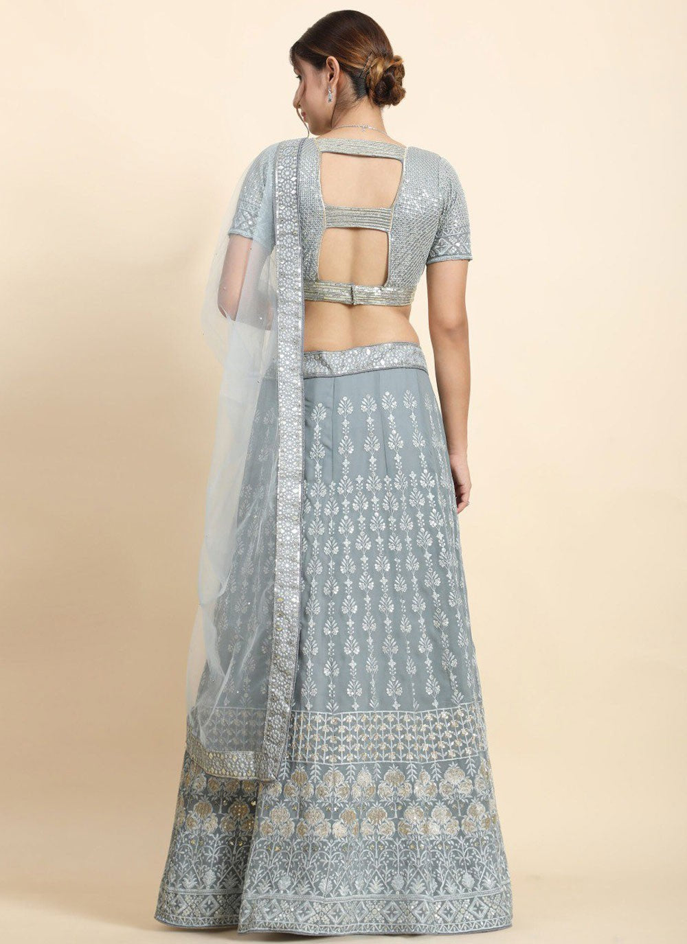 Embroidered Chinon A - Line Lehenga - L2616