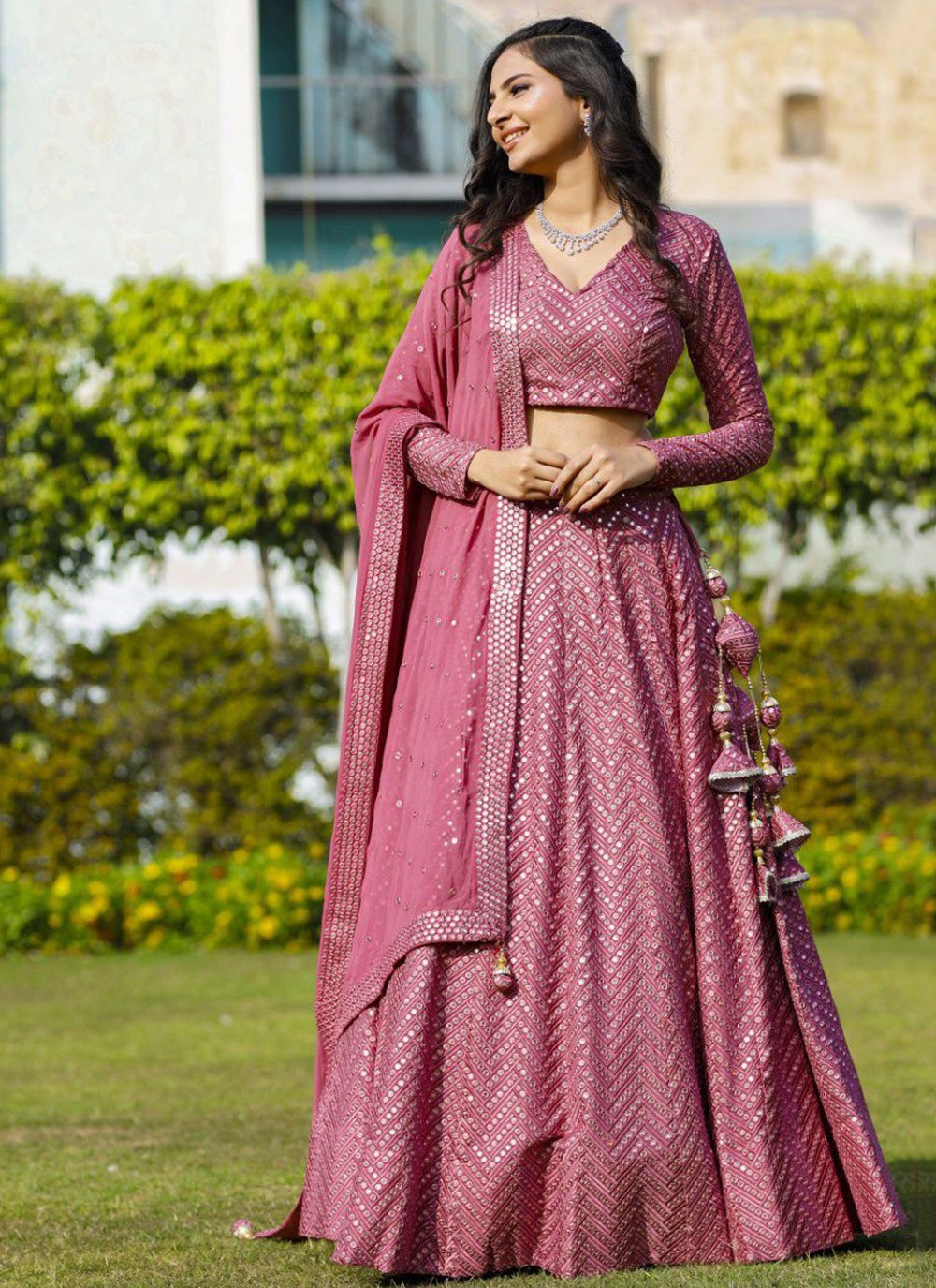 Embroidered Banglori Silk A - Line Lehenga - L2693