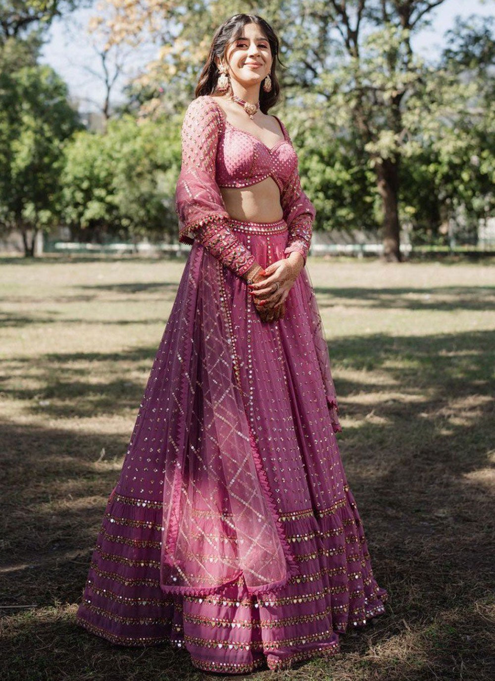 Embroidered Banglori Silk A - Line Lehenga - L2693