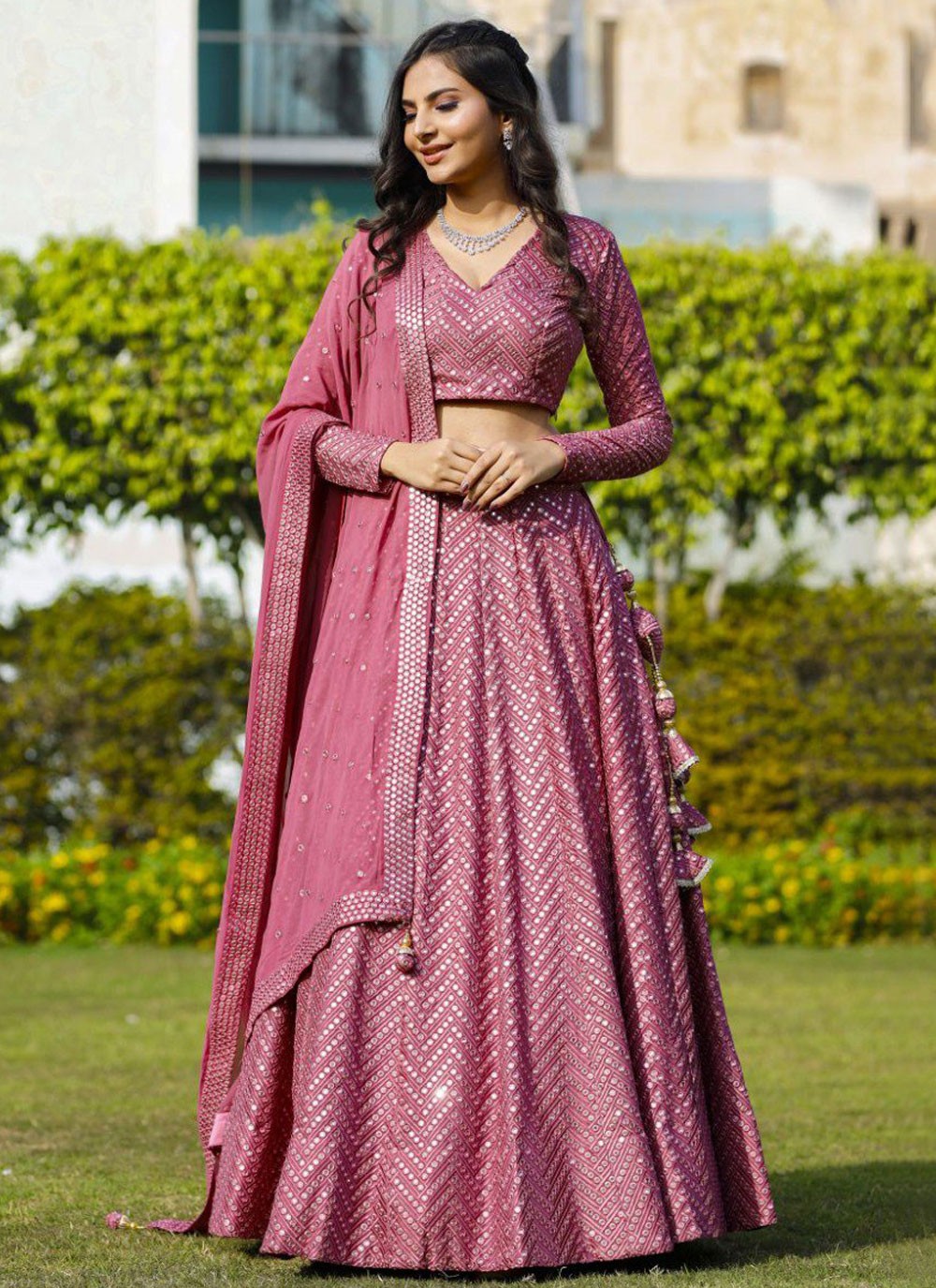 Embroidered Banglori Silk A - Line Lehenga - L2693