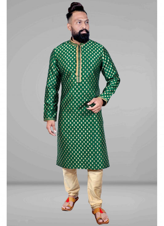 Embroidered Jacquard Green Kurta Pyjama - M1831