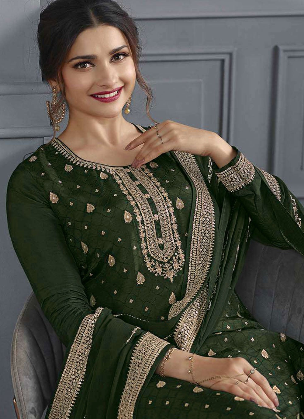 Jacquard Silk Salwar Suit - T3356