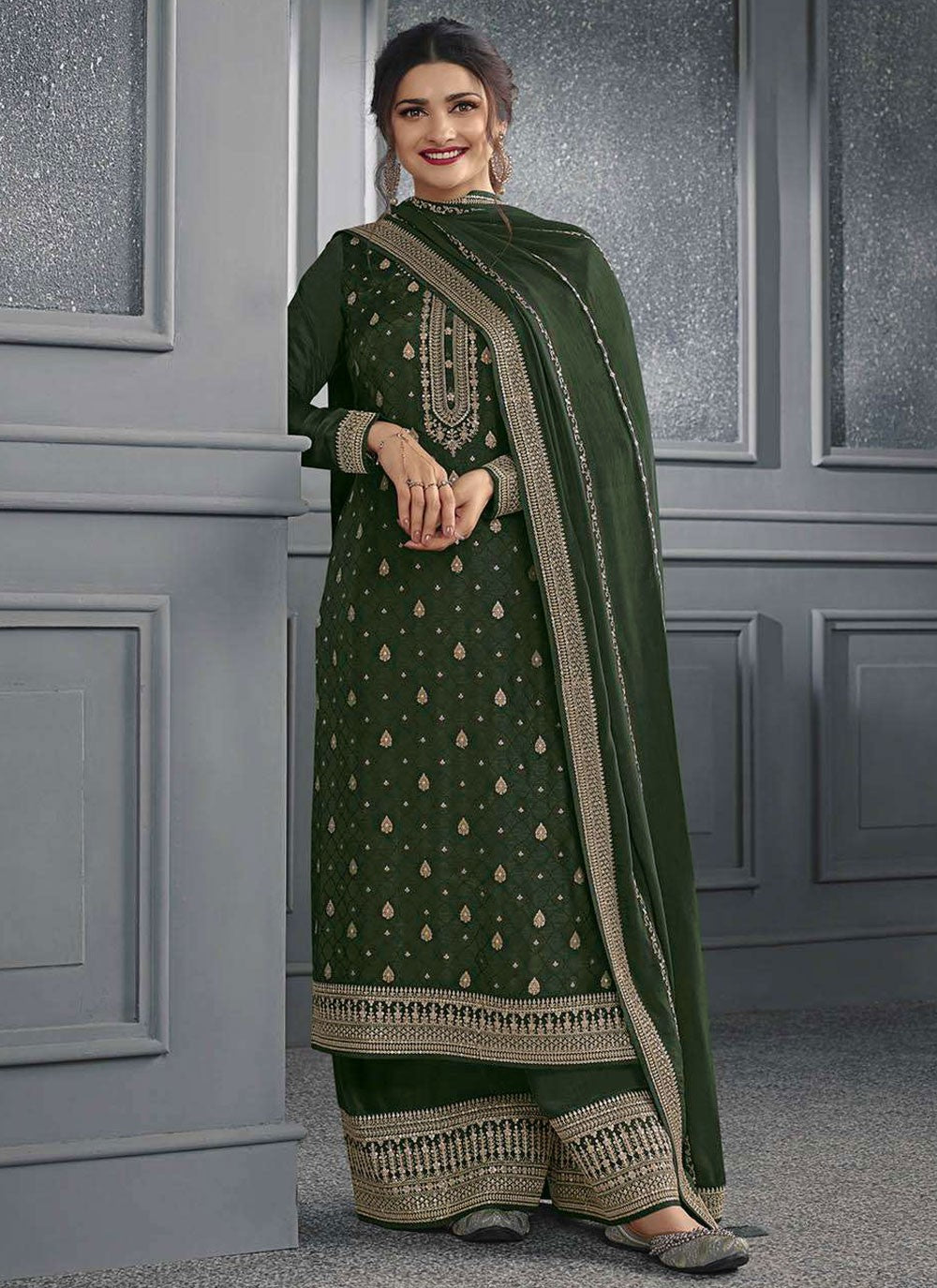 Jacquard Silk Salwar Suit - T3356