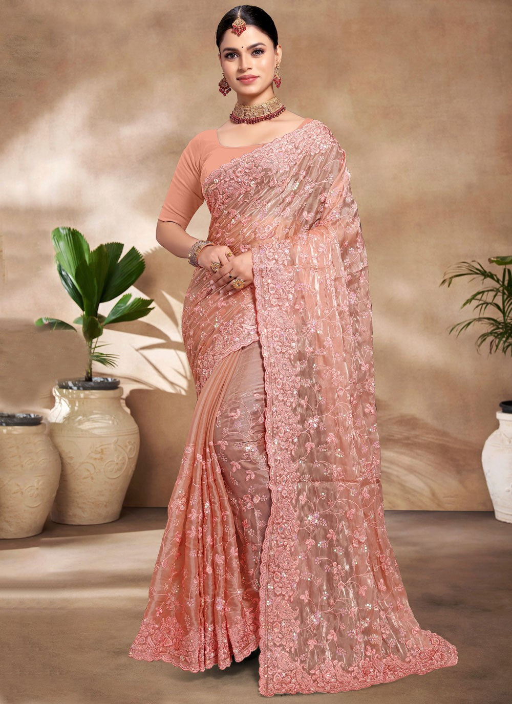 Classic Embroidered Jimmy Chu Saree - S8805