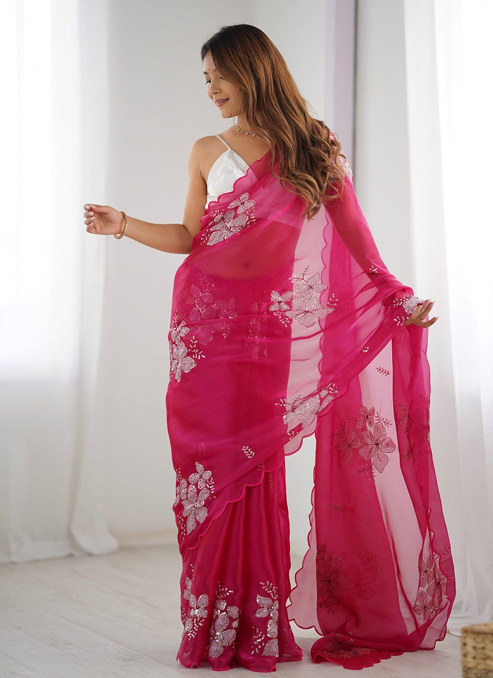 Contemporary Embroidered Jimmy Chu Saree - S10235