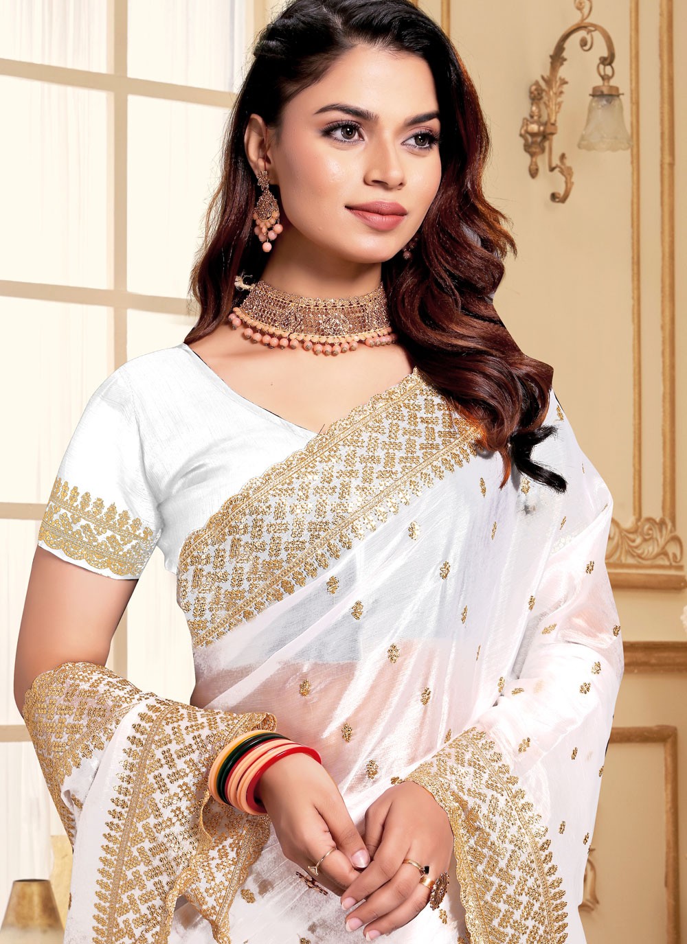 Classic Embroidered Jimmy Chu Saree - S8634