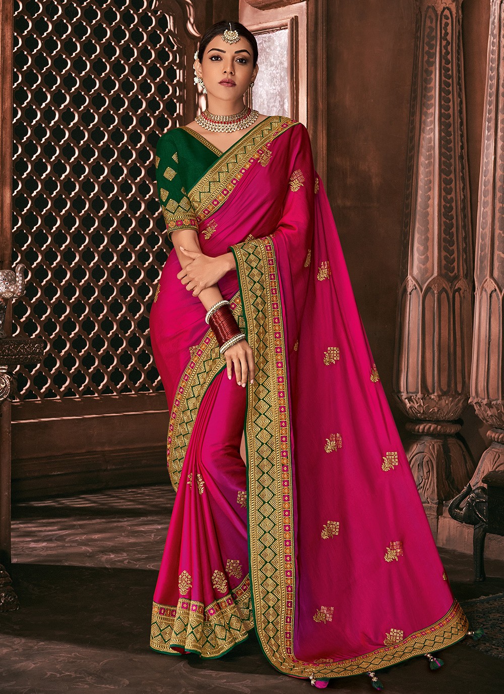 Traditional Embroidered Fancy Fabric Saree - S1070