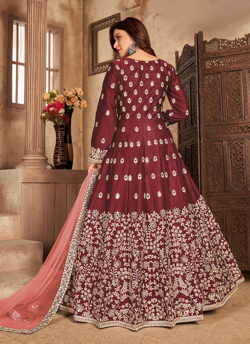 Art Silk Floor Length Anarkali - T618