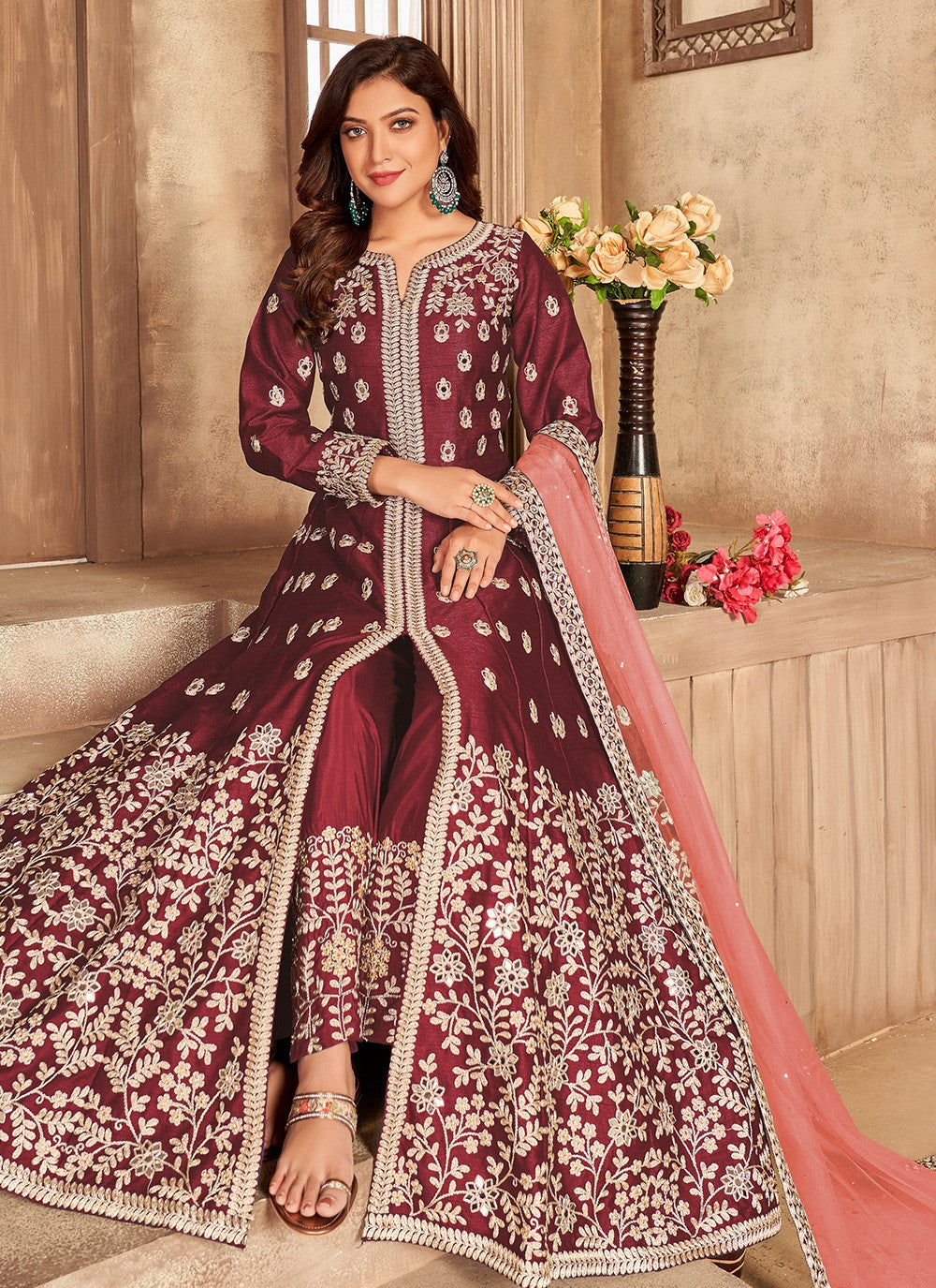 Art Silk Floor Length Anarkali - T618