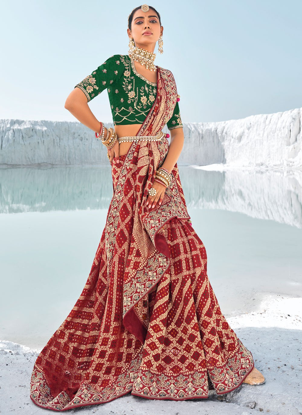 Classic Embroidered Georgette Saree - S9586