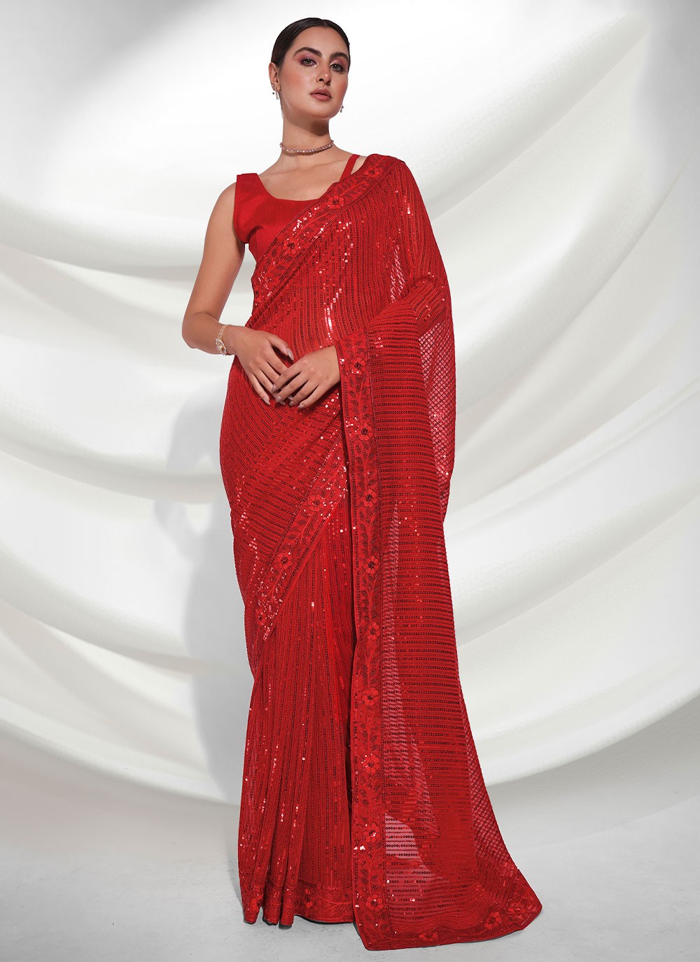 Classic Embroidered Georgette Saree - S3114