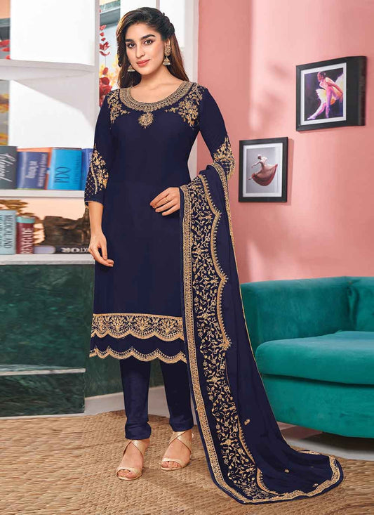 Faux Georgette Churidar Suit - T622