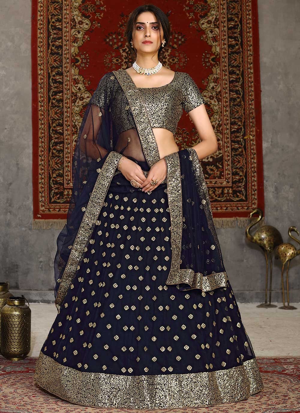 Embroidered Net A - Line Lehenga - L0180