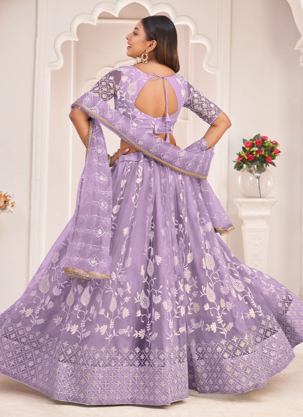 Embroidered Net A - Line Lehenga - L0704