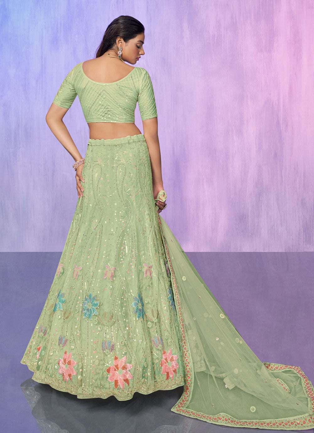 Embroidered Georgette A - Line Lehenga - L1332