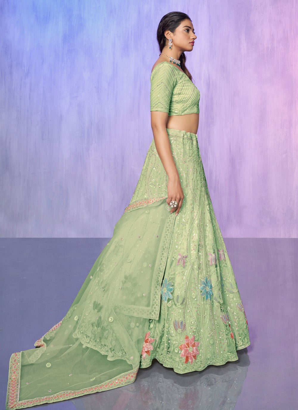 Embroidered Georgette A - Line Lehenga - L1332