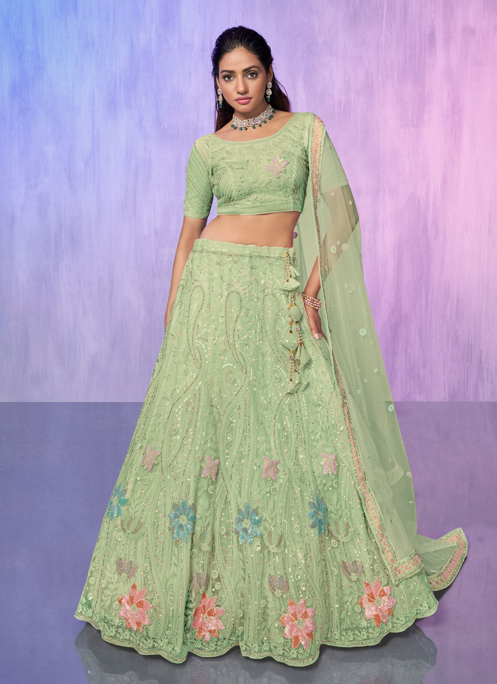 Embroidered Georgette A - Line Lehenga - L1332