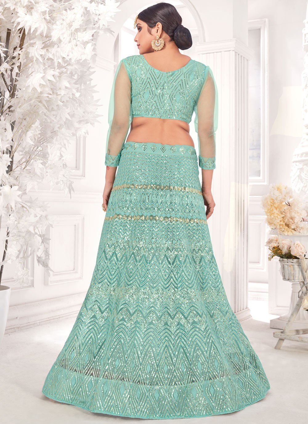 Embroidered Net A - Line Lehenga - L0187