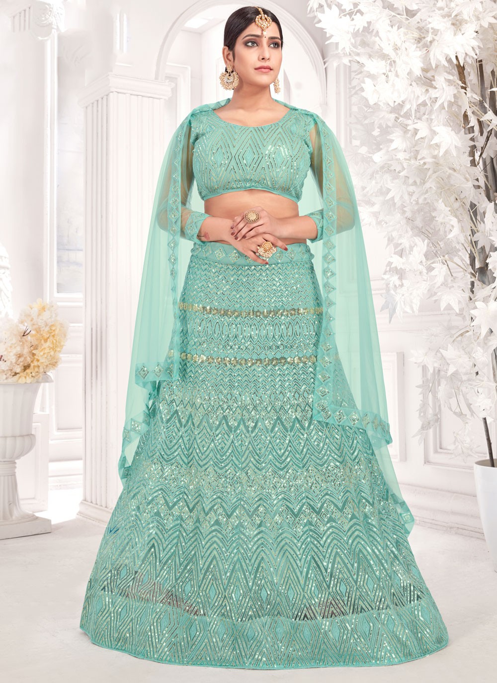 Embroidered Net A - Line Lehenga - L0187