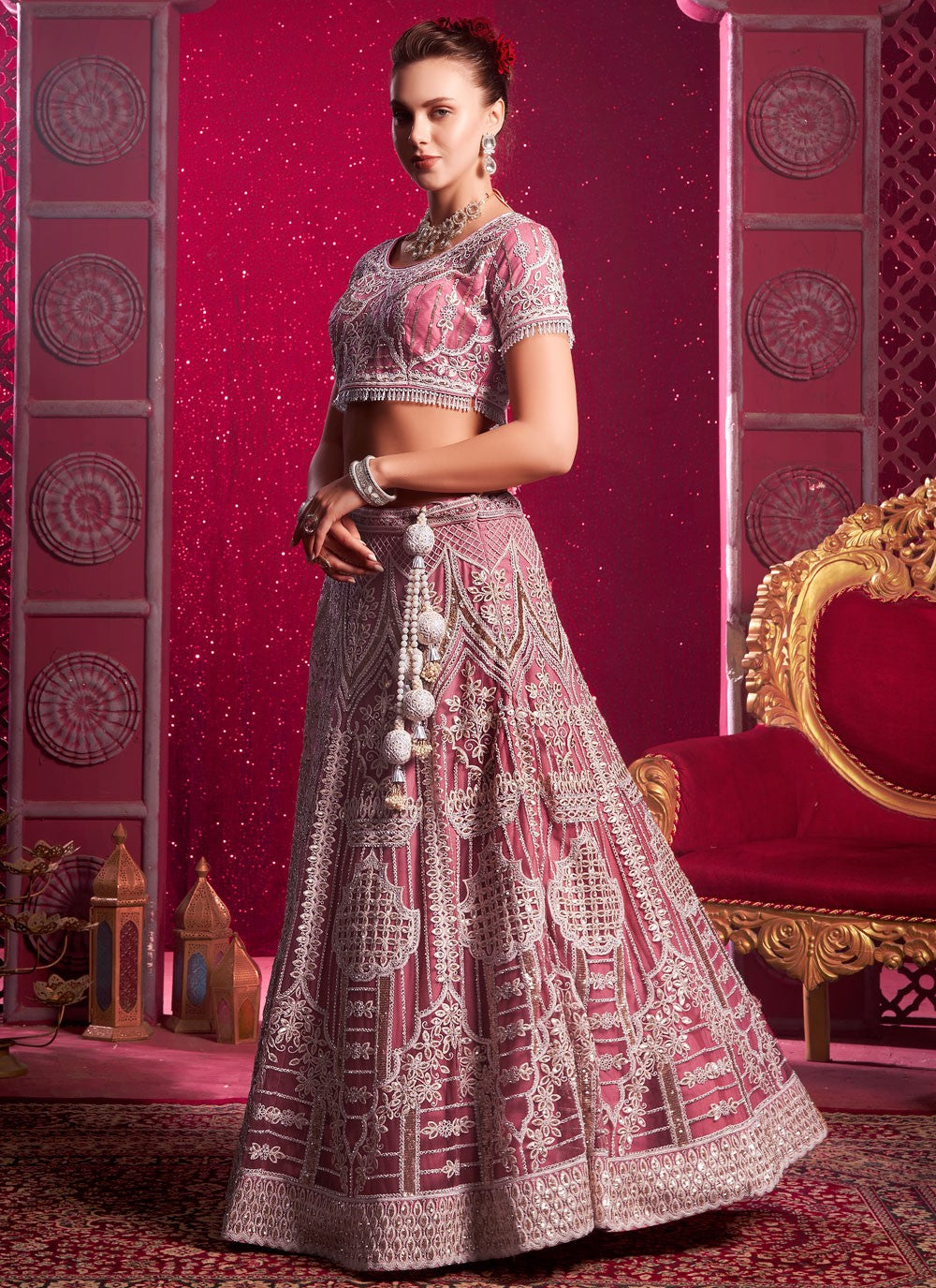 Aari Work Net Readymade Lehenga Choli - L2347