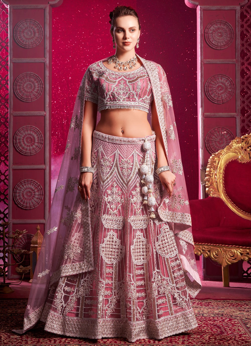 Aari Work Net Readymade Lehenga Choli - L2347