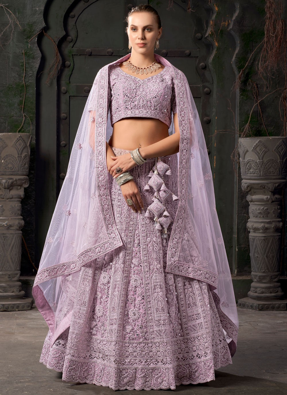 Embroidered Net Readymade Lehenga Choli - L2304