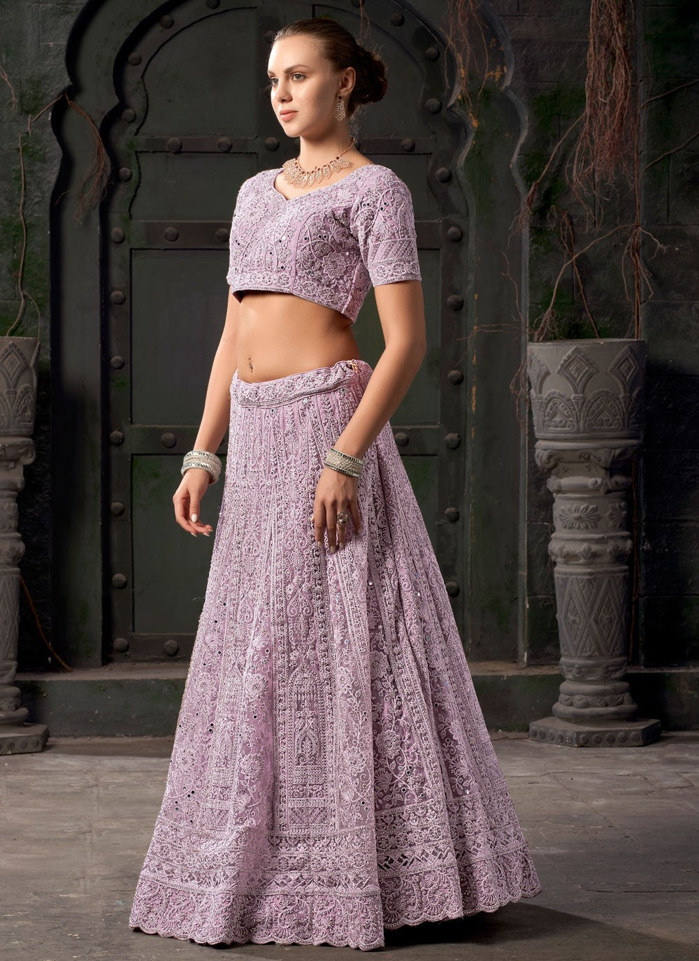 Embroidered Net Readymade Lehenga Choli - L2304