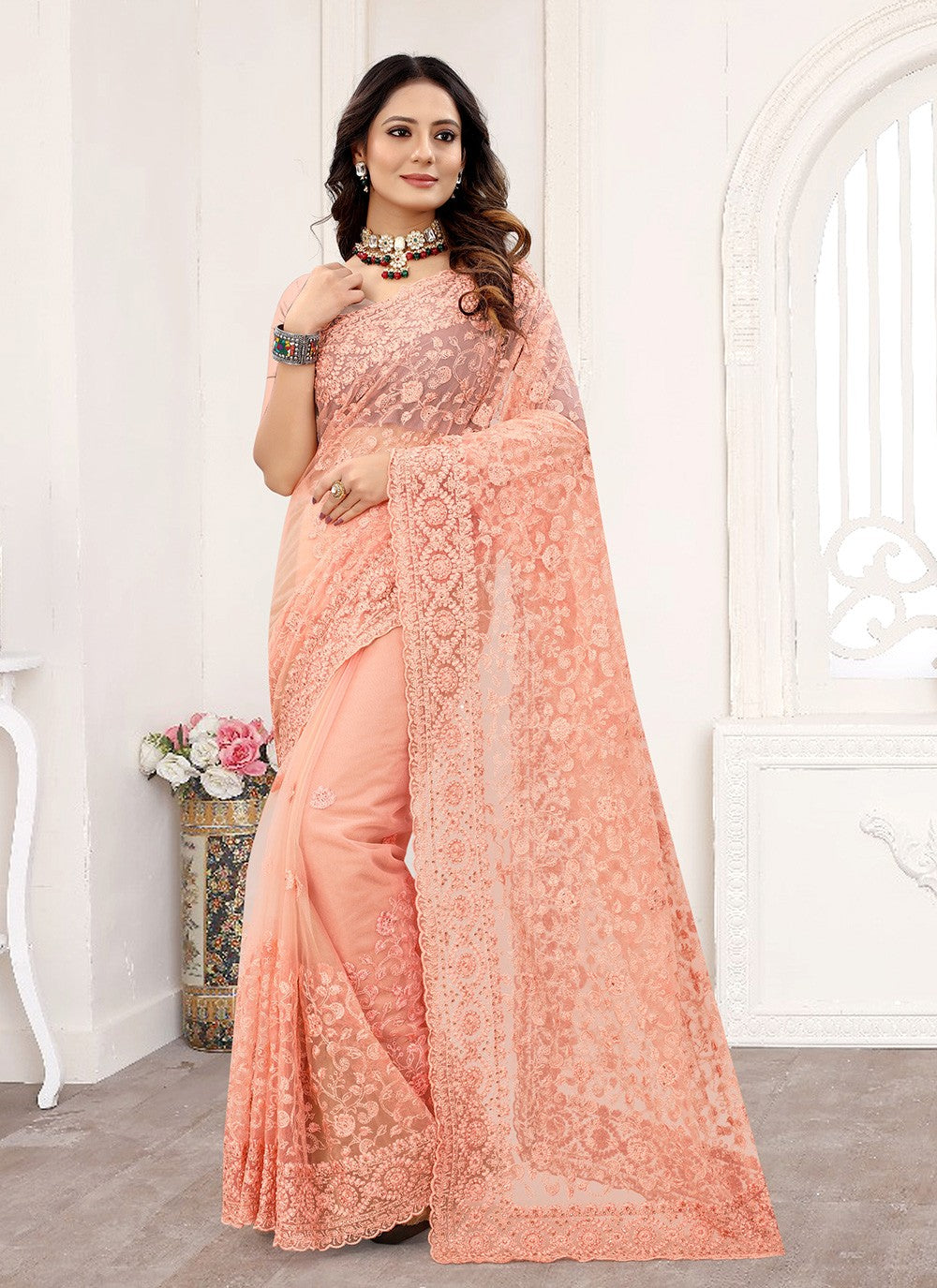 Classic Embroidered Organza Saree - S1180