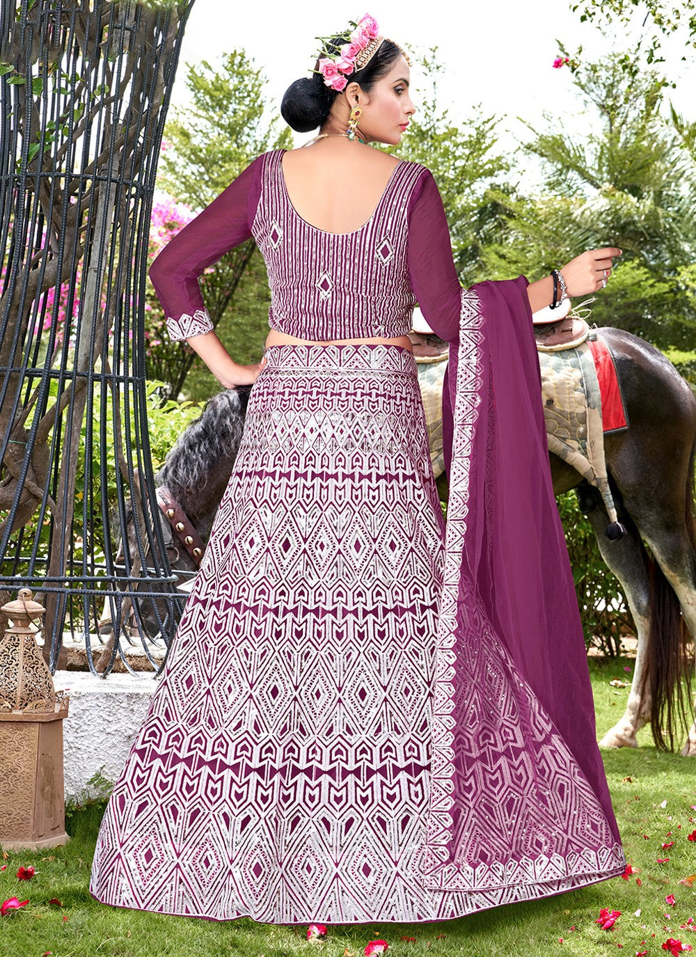 Embroidered Net A - Line Lehenga - L1107