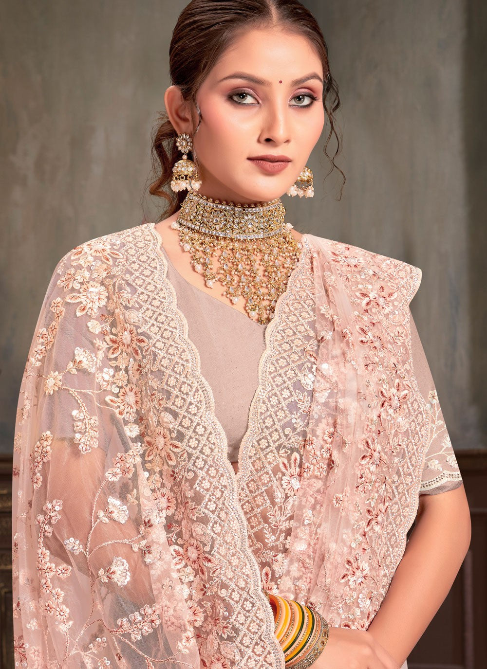 Classic Embroidered Net Saree - S7952