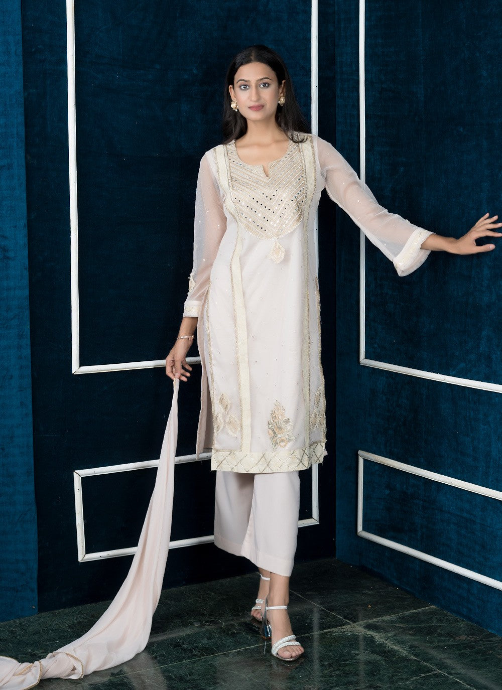 Georgette Pant Style Suit - T3046