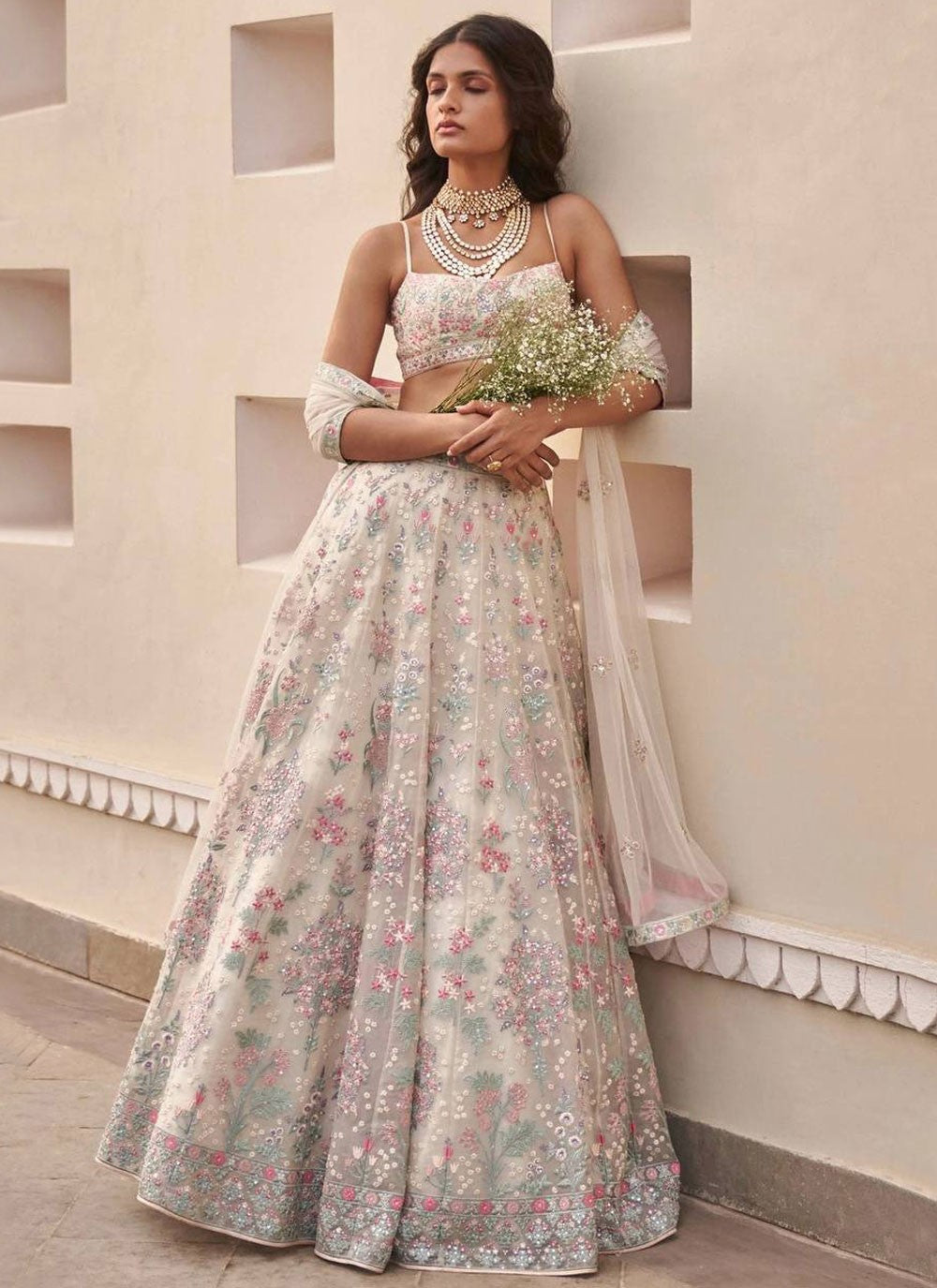 Embroidered Georgette A - Line Lehenga - L2538