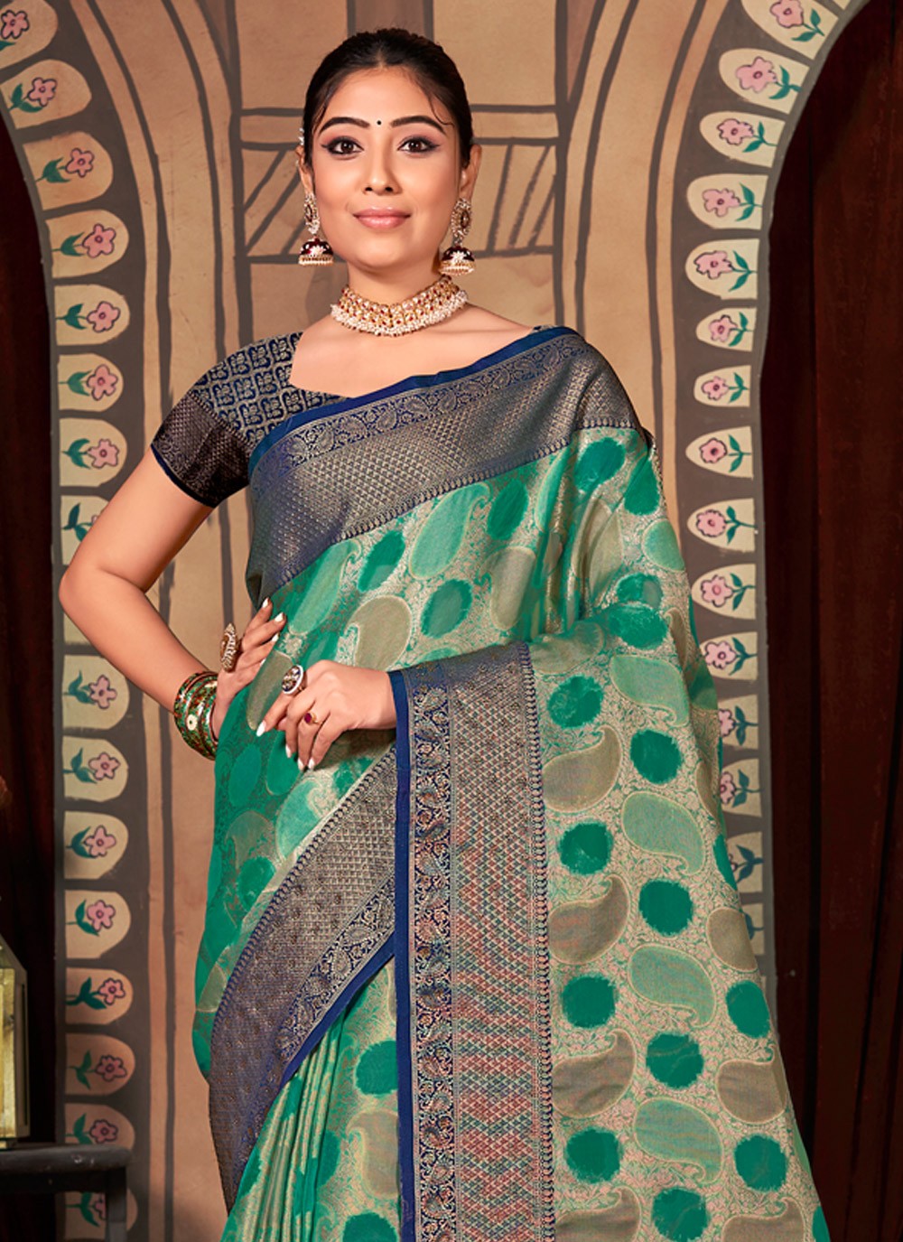 Classic Embroidered Organza Saree - S2553