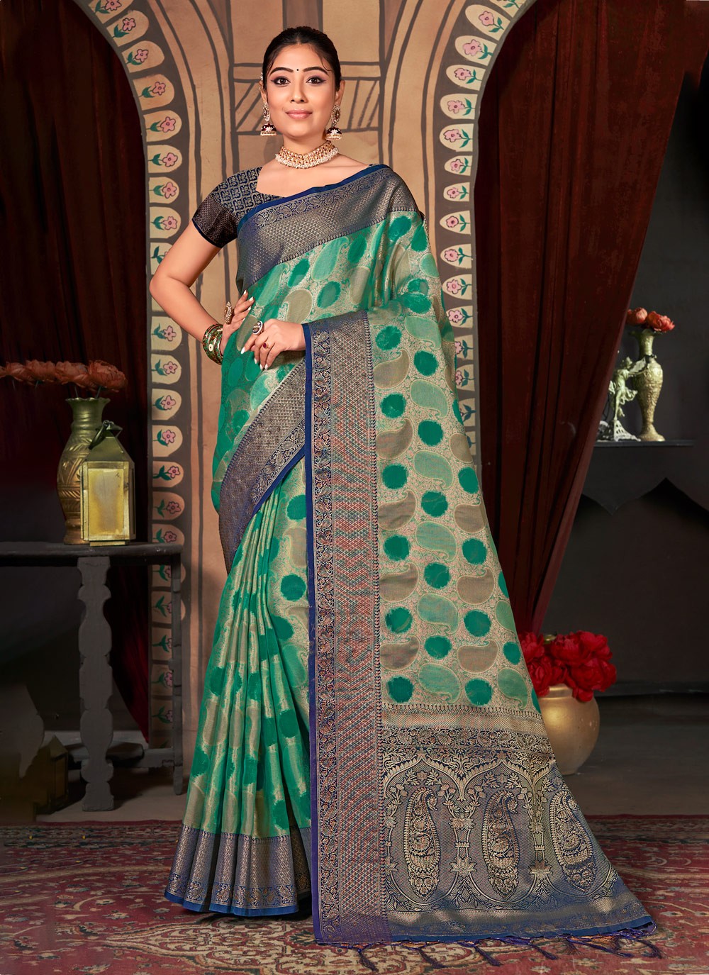 Classic Embroidered Organza Saree - S2553