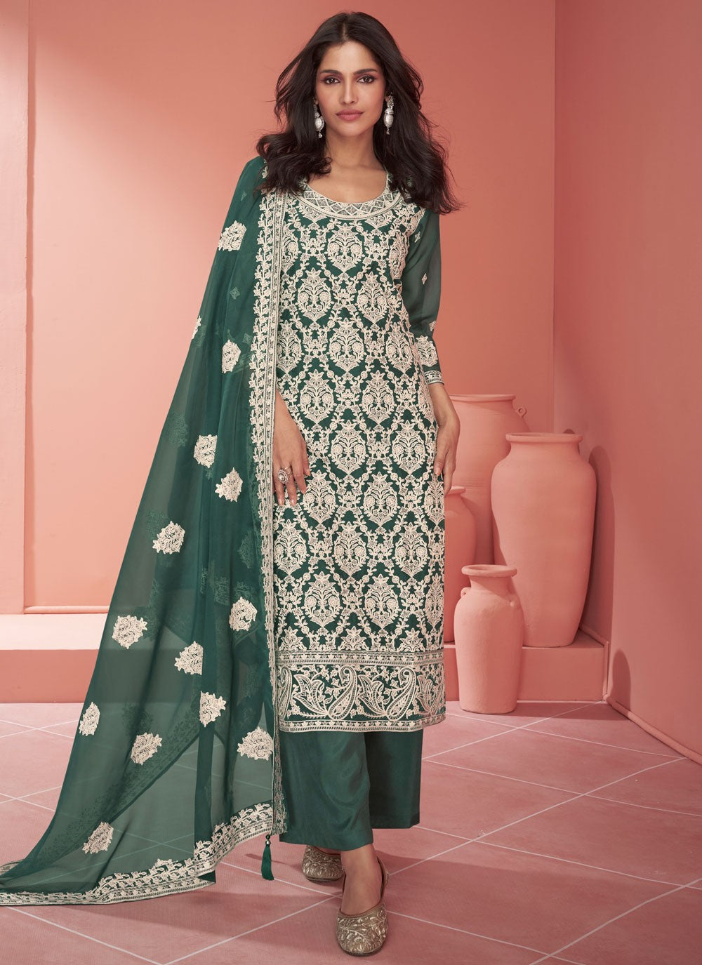 Organza, Silk Salwar Suit - T2578