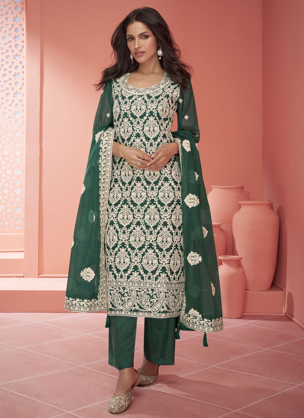 Organza, Silk Salwar Suit - T2578