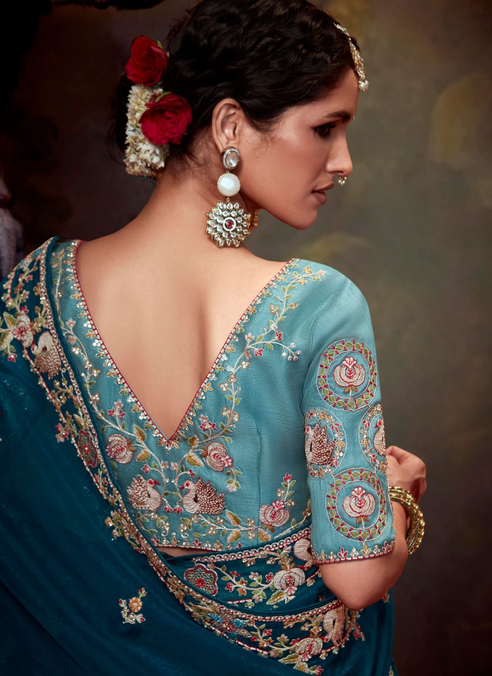 Classic Embroidered Organza Saree - S7874