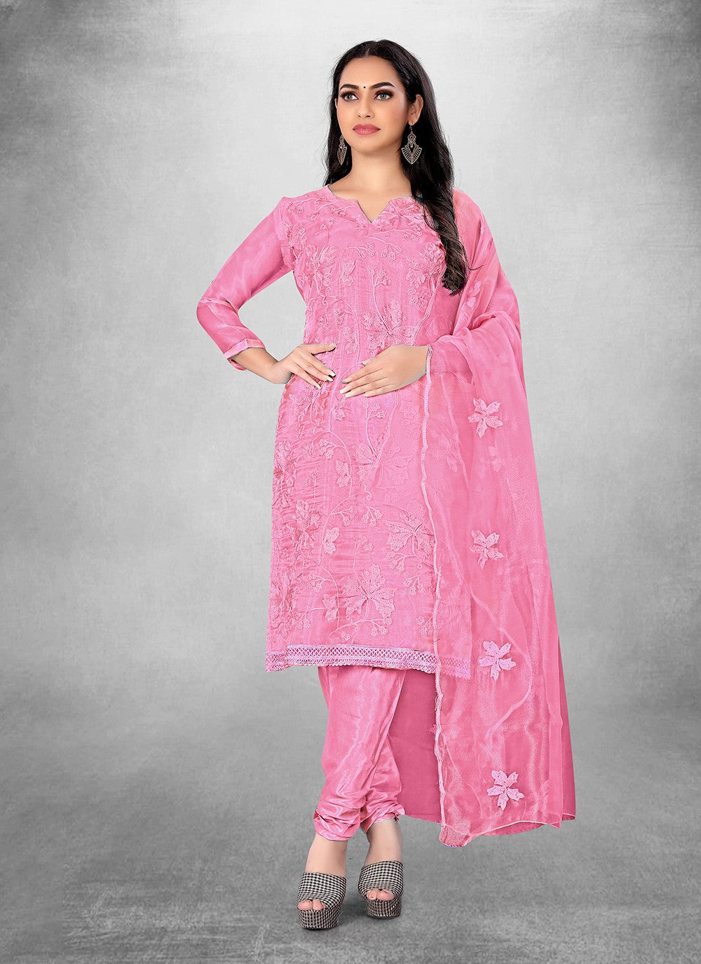 Organza Churidar Suit - T1822