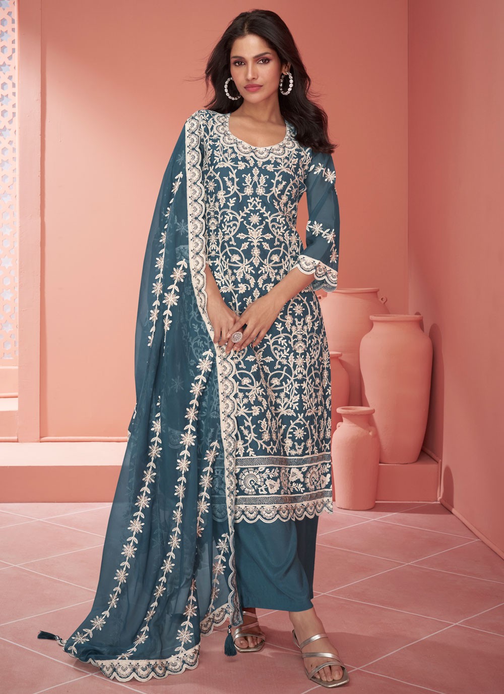 Organza, Silk Salwar Suit - T2578