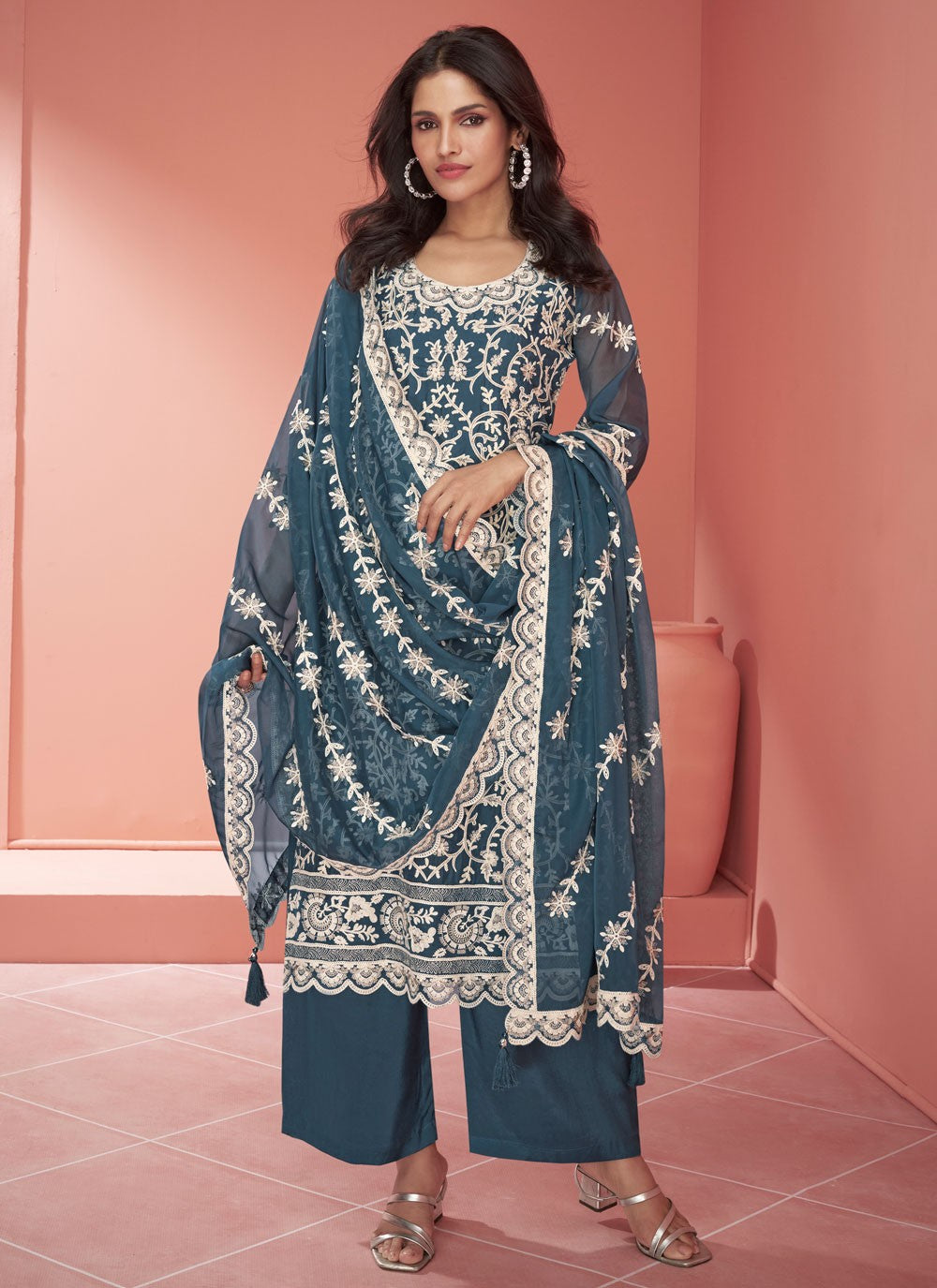 Organza, Silk Salwar Suit - T2578