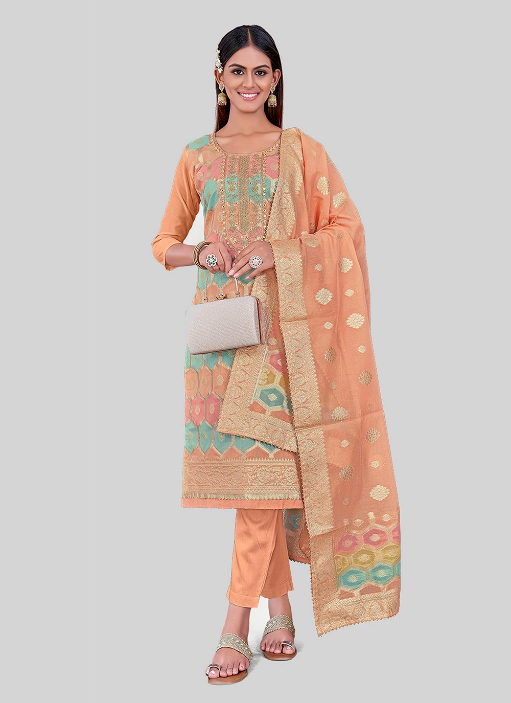 Chanderi Silk Pant Style Suit - T2505