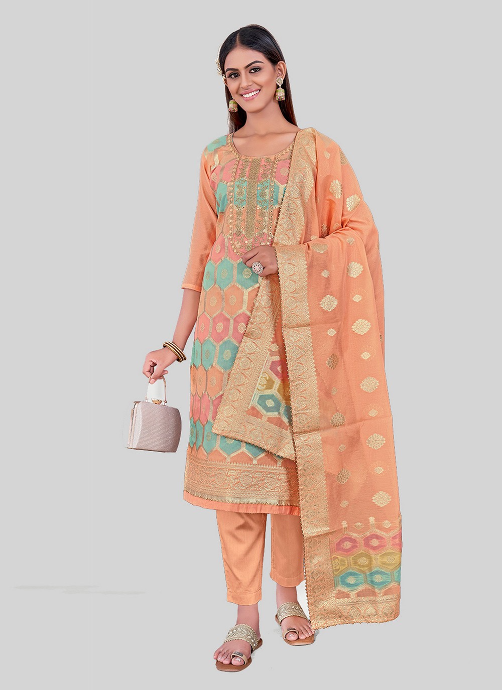 Chanderi Silk Pant Style Suit - T2505