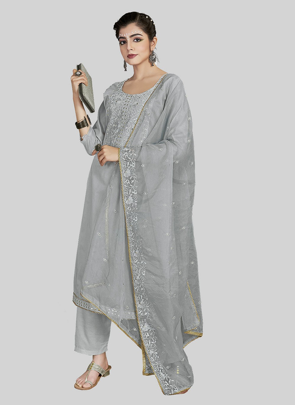 Chanderi Silk Pant Style Suit - T2541