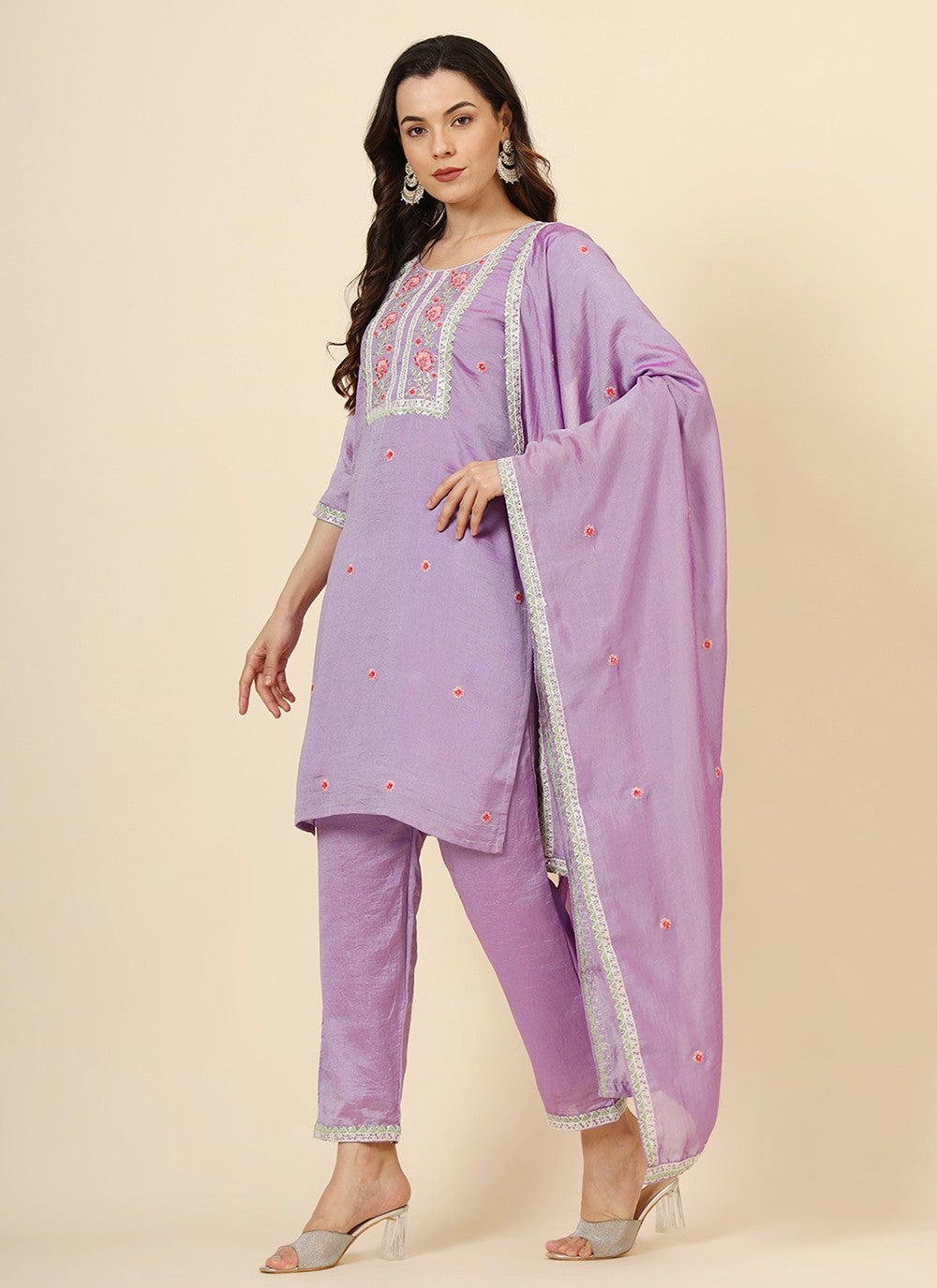 Vichitra Silk Pant Style Suit - T3471