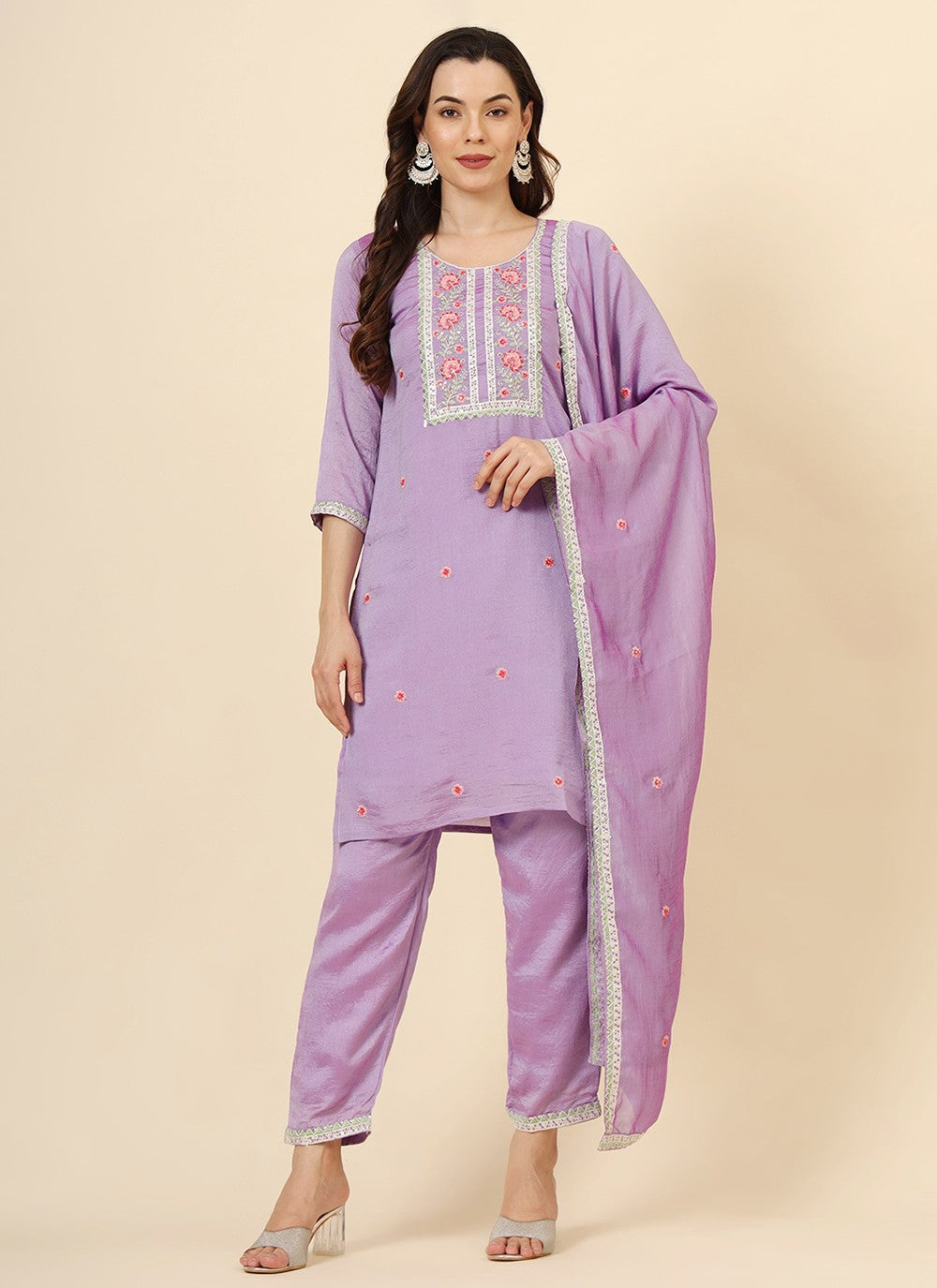 Vichitra Silk Pant Style Suit - T3471